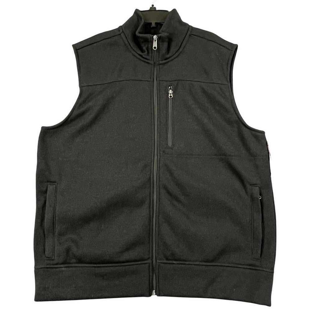 Merona Full Zip Sweater Vest Mens XL Chest Pocket Ribbed Hem Casual Layering